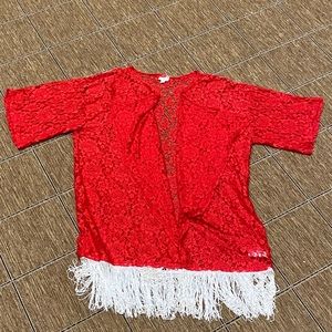 🌸Red lace kimono coverup (B2 for 50%)